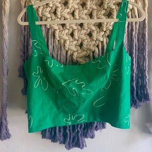 Capulet Amelia Green Matisse Linen Blend Crop Top